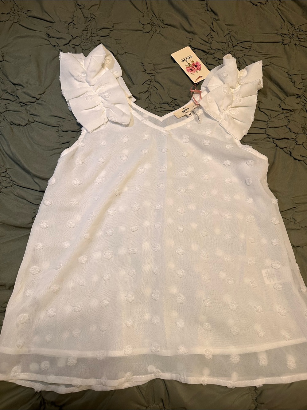 Women’s Cream Ruffle Sleeveless Top